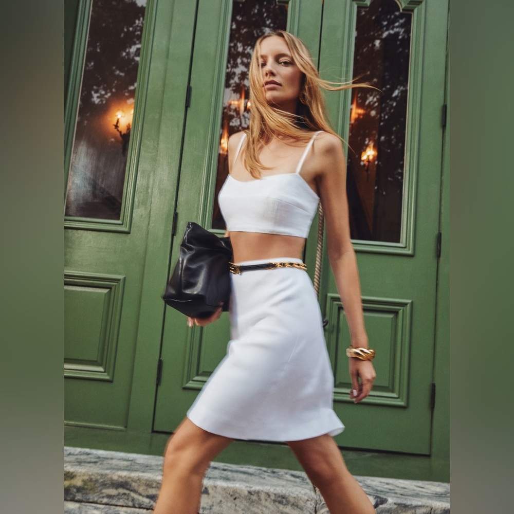 NWT Reformation Rina Low Waisted Linen Skirt White Size 0